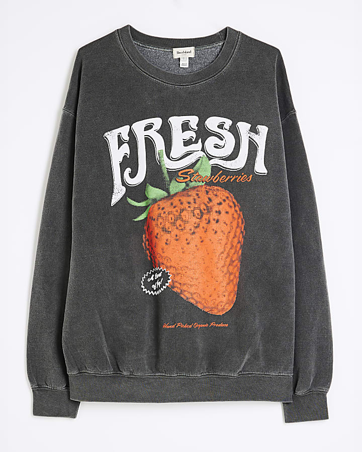 Grey Strawberry Fresh Sweatshirt