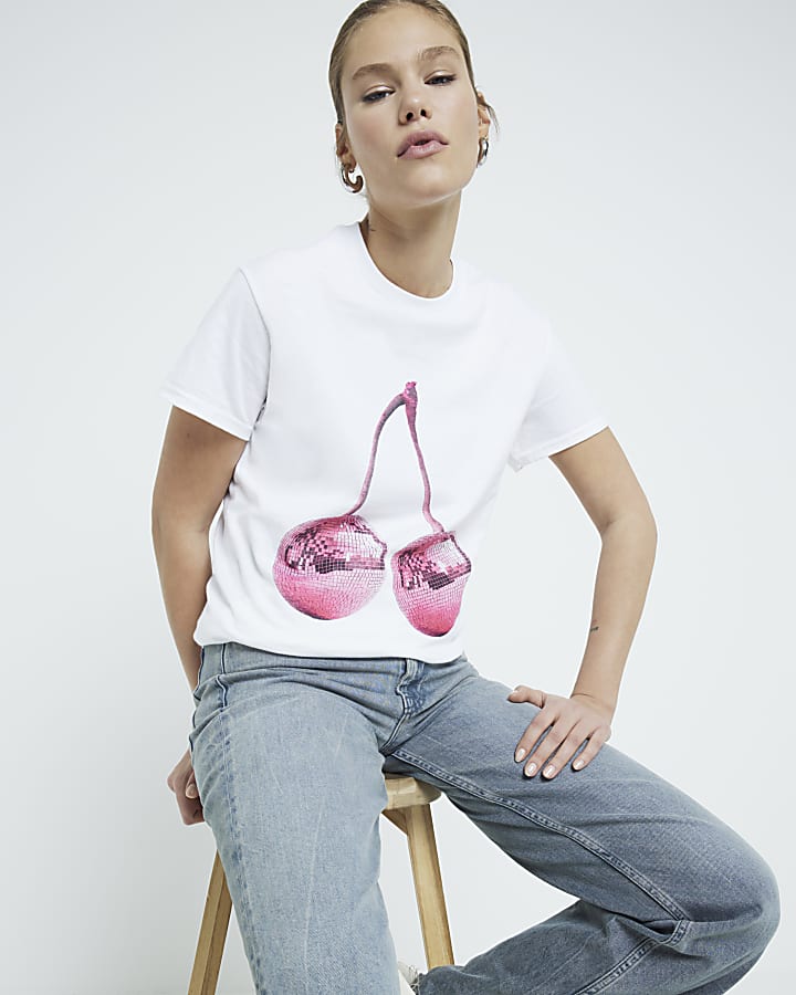 White Disco Cherry T-shirt