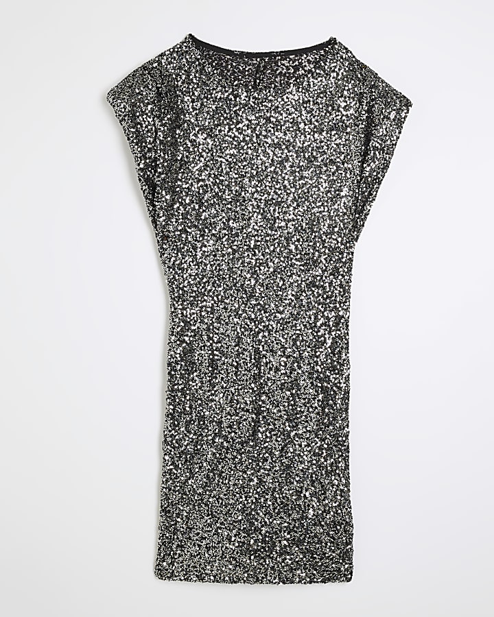 Grey Sequin Mini Dress