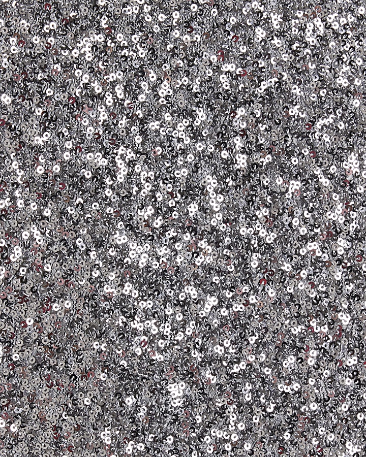 Silver Sequin Shoulder Padded Mini Dress