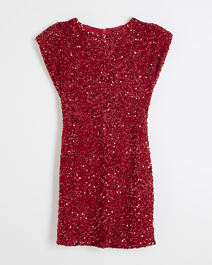Red Velvet Sequin Mini Dress