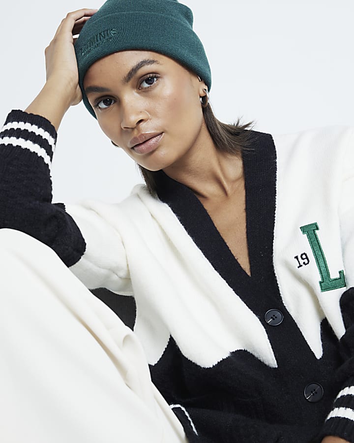 Black Long Sleeve LA Varsity Cardigan River Island