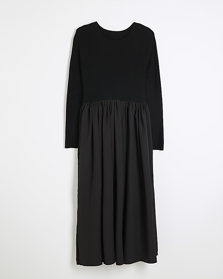 Black Long Sleeve Smock Dress