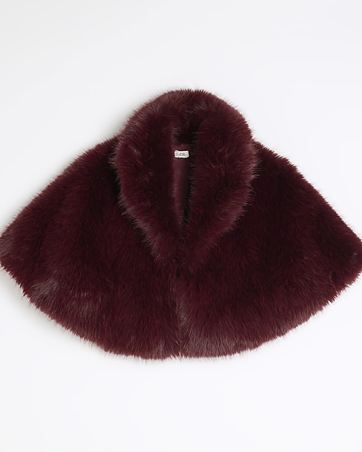 Red Faux Fur Cape