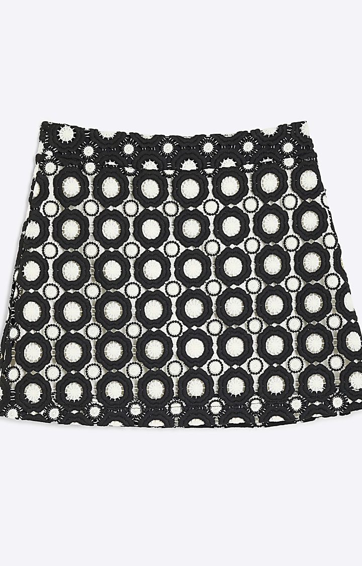 Black Crochet Mini Skirt