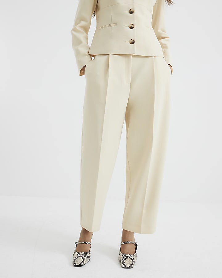 Petite Yellow Barrell Leg Trousers