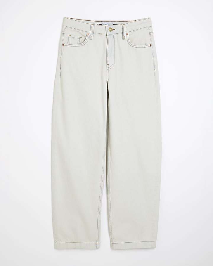 White Denim Barrel Jeans