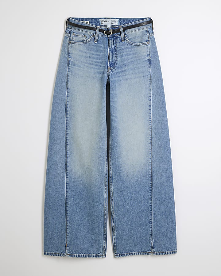 Blue Baggy Wide Leg Jeans