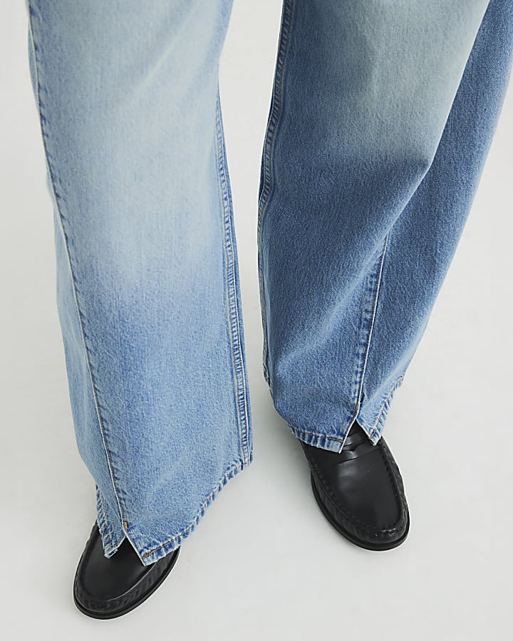 Blue Baggy Wide Leg Jeans