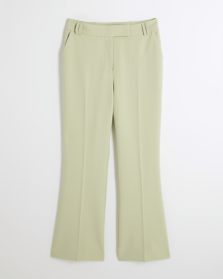 Petite Green Slim Flare Trousers