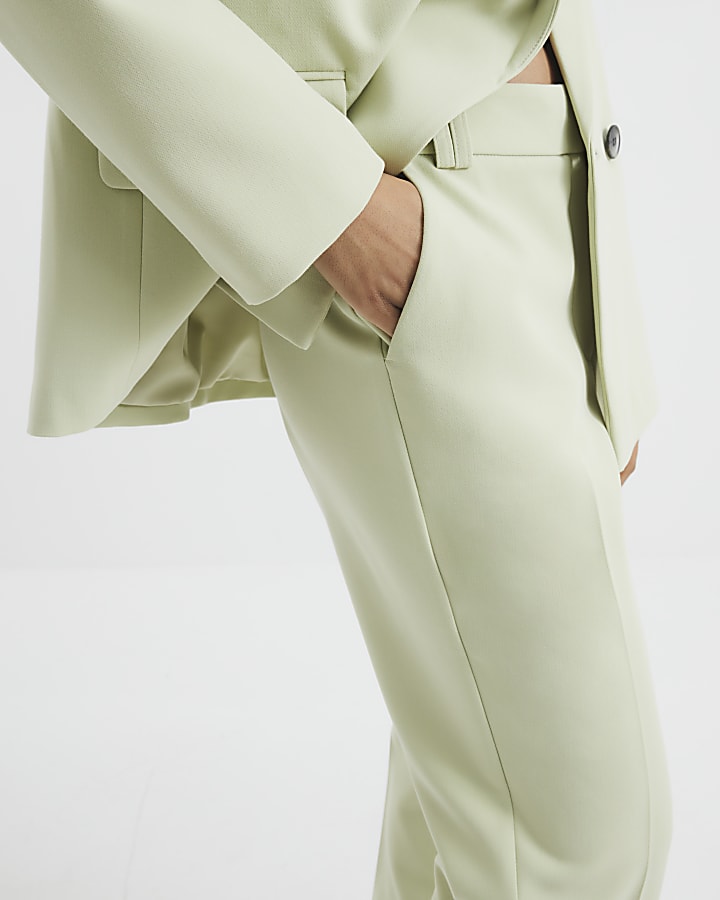 Petite Green Slim Flare Trousers