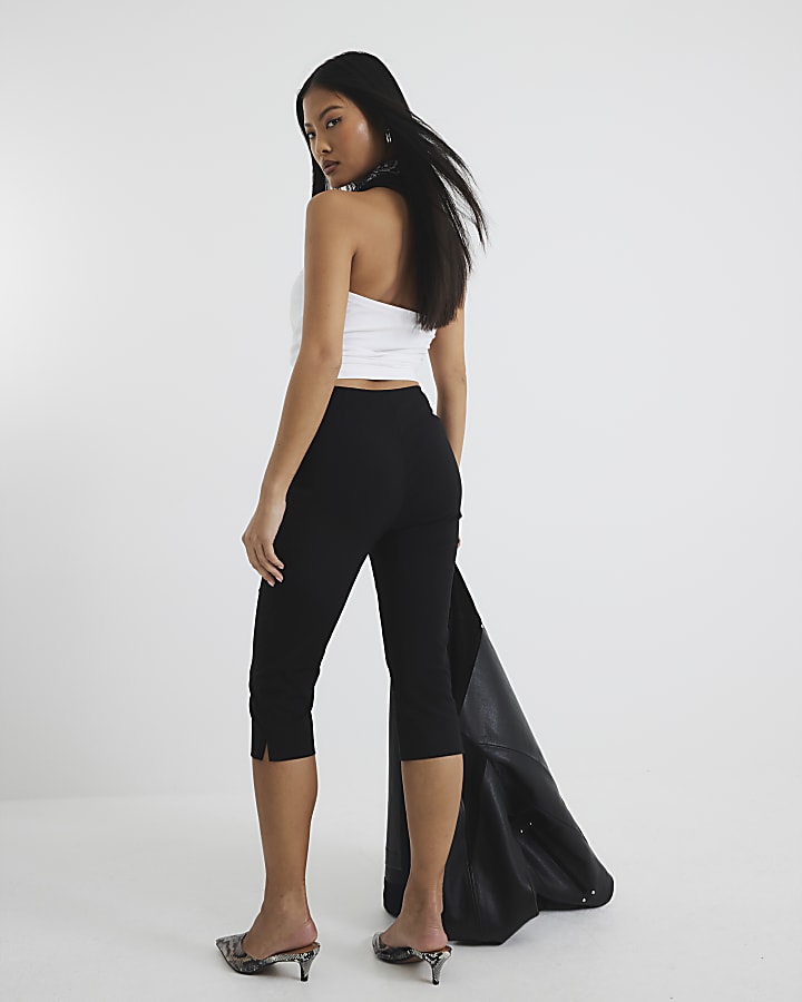 Petite Black Stretch Capri Trousers