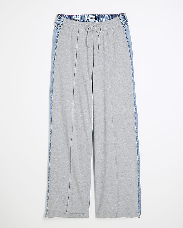 Grey Denim Hybrid Wide Leg Joggers