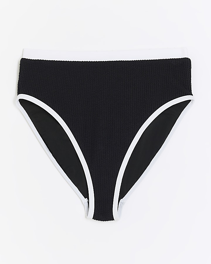 Black Tipped Textured Bikini Bottoms