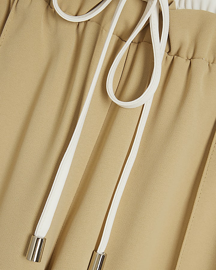 Beige Contrast Jogger Trousers