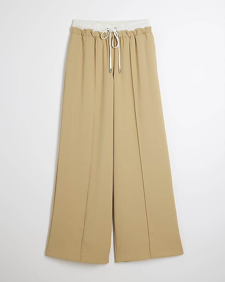 Beige Contrast Jogger Trousers