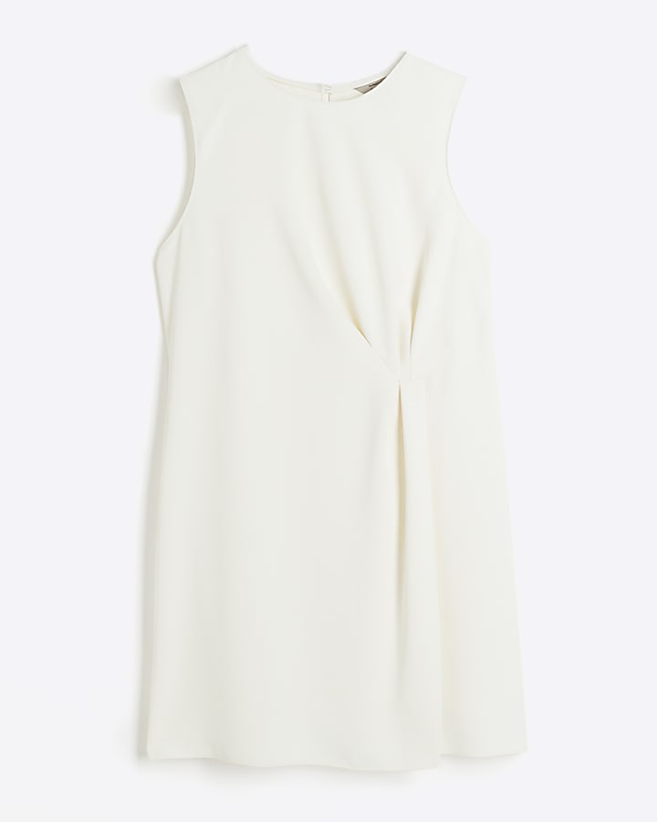 Cream Twist Front Shift Dress