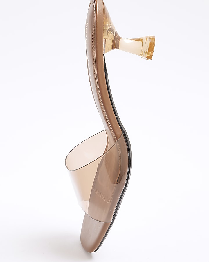 Brown Perspex Low Heeled Sandals