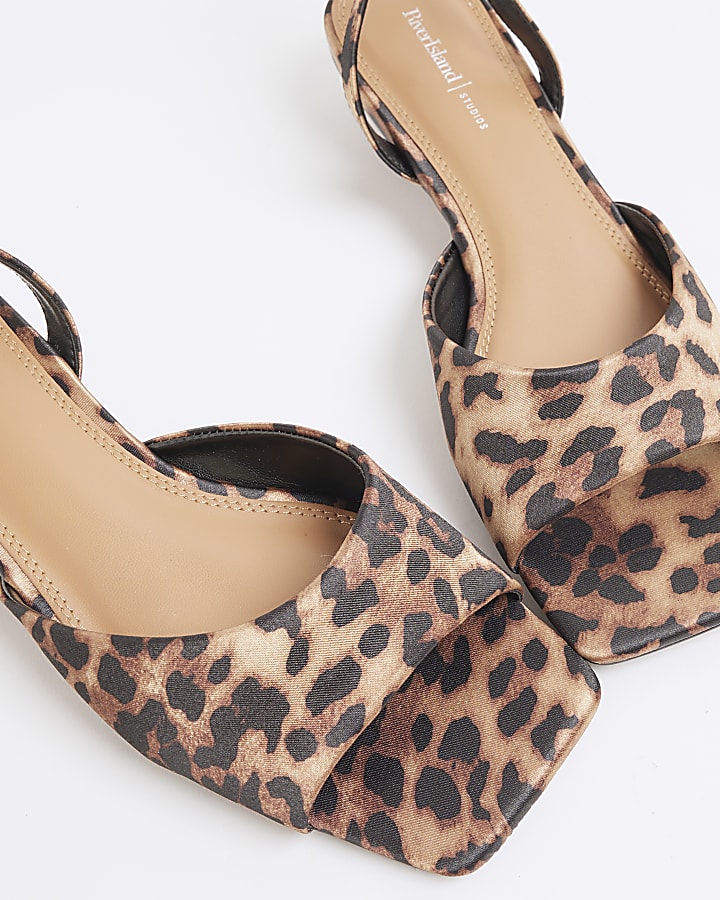 Brown Leopard Print Pyramid Heel Sandals