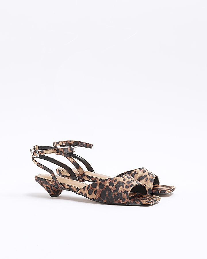 Brown Leopard Print Pyramid Heel Sandals