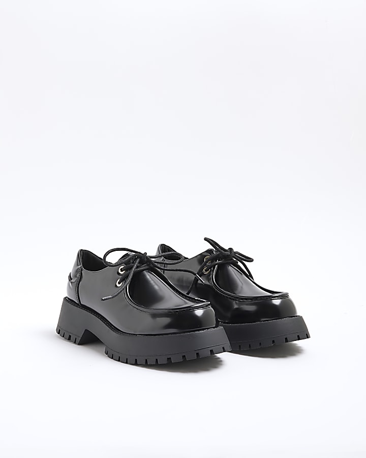 Black Lace Up Loafers