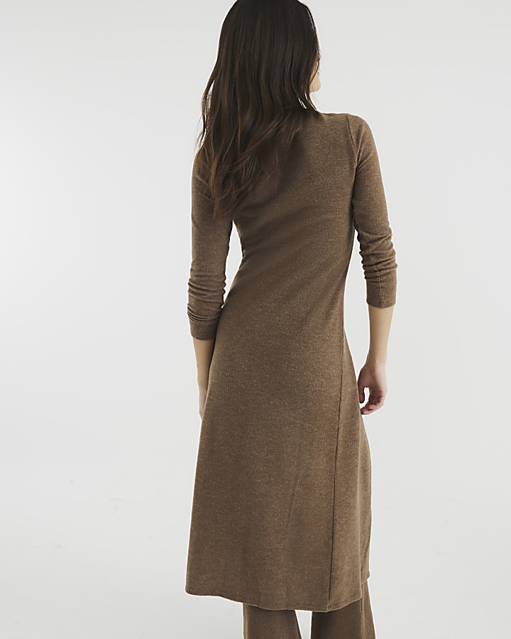 Brown Cosy Longline Cardigan