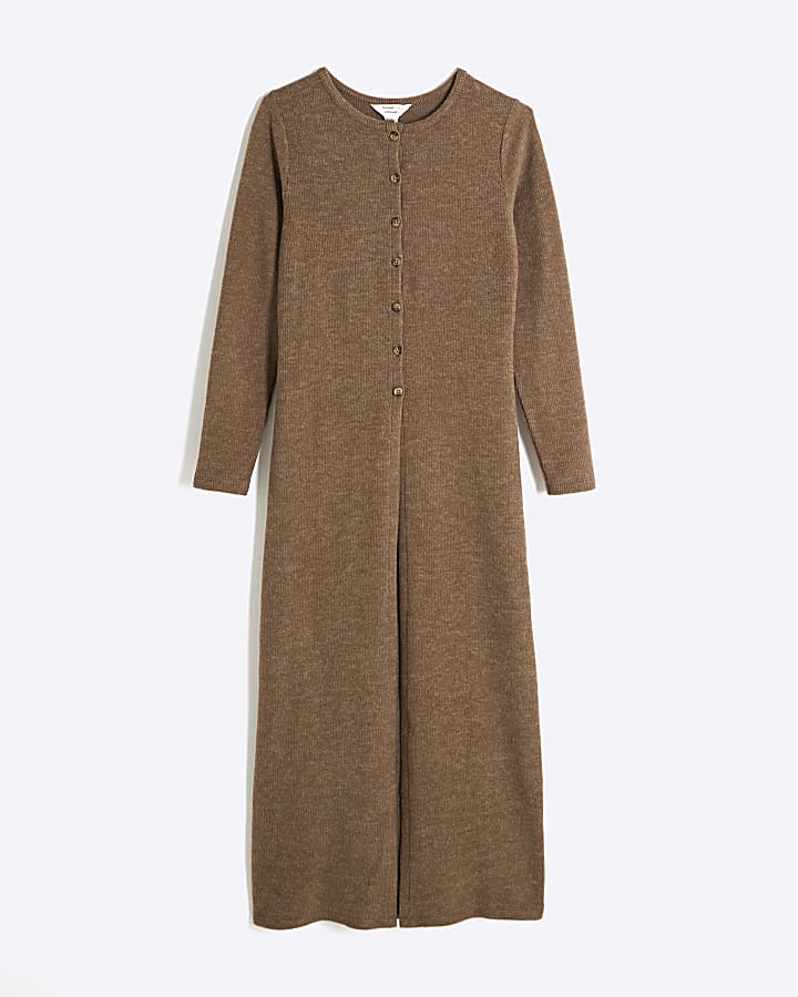 Brown Cosy Longline Cardigan