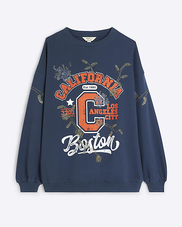 Navy Long Sleeve California Sweatshirt