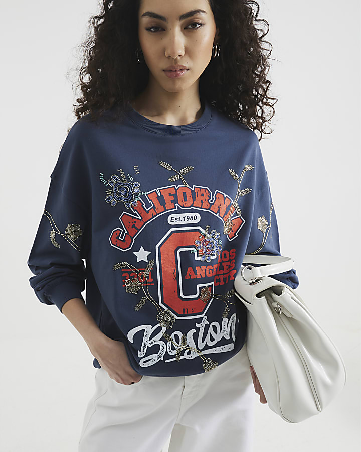 Navy Long Sleeve California Sweatshirt