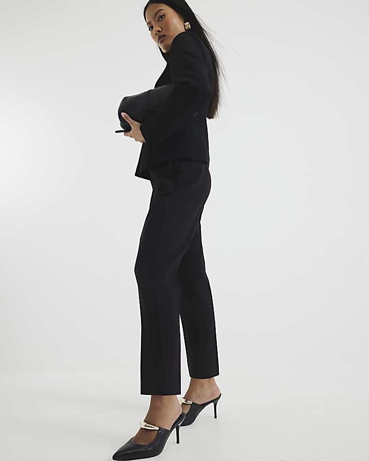 Petite Black Slim Ankle Grazer Trousers