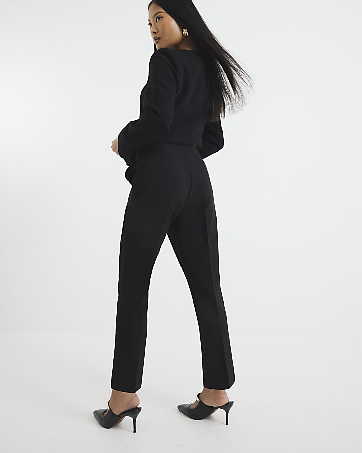 Petite Black Slim Ankle Grazer Trousers