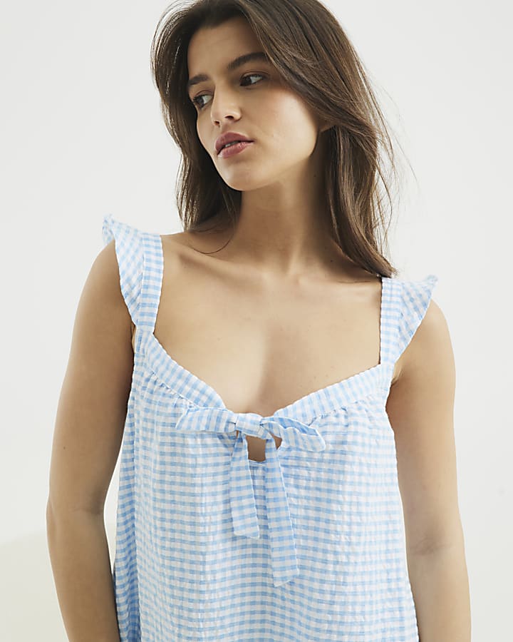 Blue Gingham Babydoll Nightie