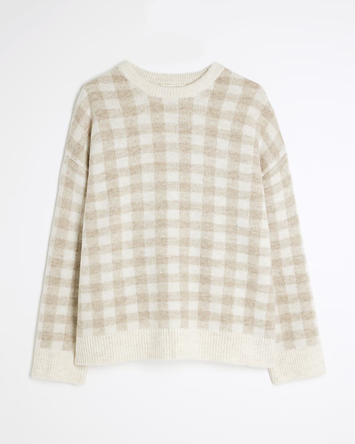 Beige Gingham Jumper