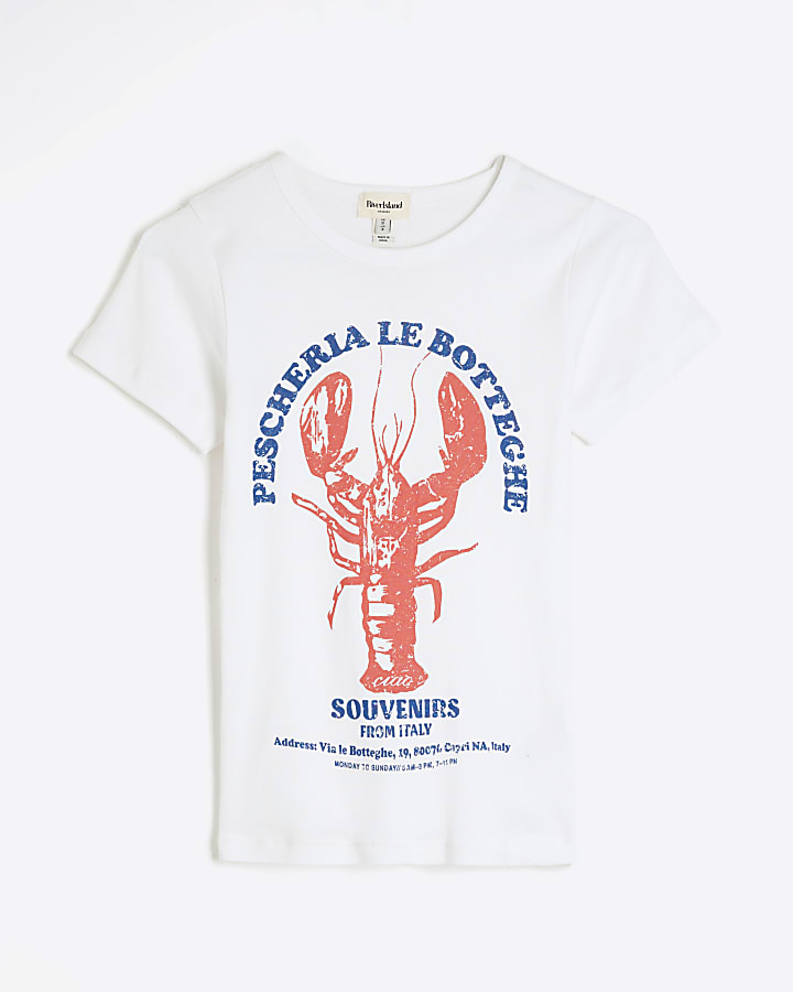 White Short Sleeve Lobster T-Shirt