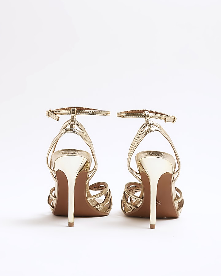 Gold Caged Heeled Sandals