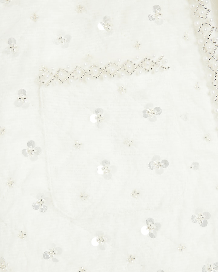 Cream Diamante Pearl Knit Jacket