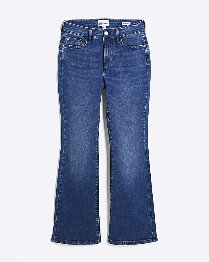 Petite Blue Denim Mid Rise Bootcut Jeans