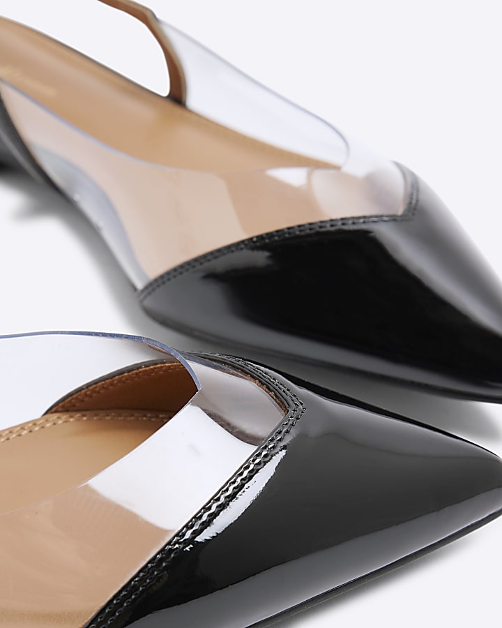 Black Perspex Patent Pointed Flat Shoes