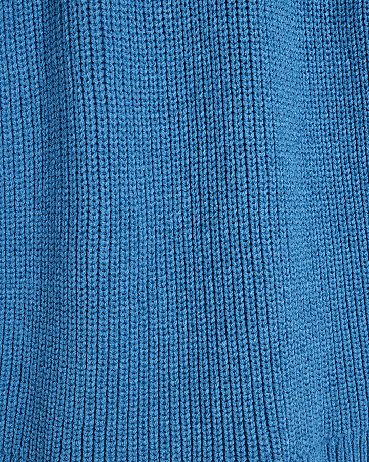 Blue Roll Neck Tunic Jumper Dress