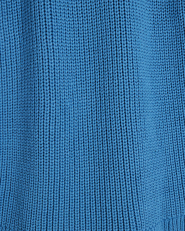 Blue Roll Neck Tunic Jumper