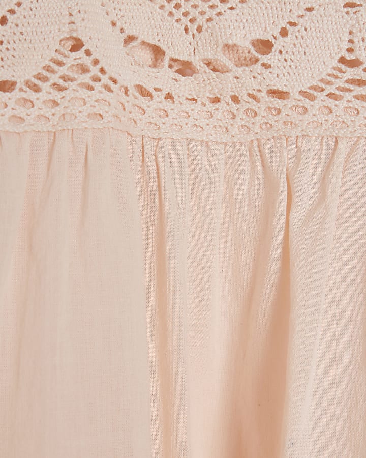 Coral Lace Mix Short Sleeve Blouse