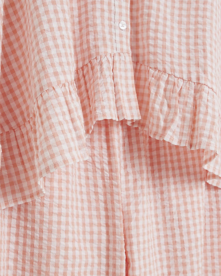 Pink Gingham Top And Trousers Lounge Set