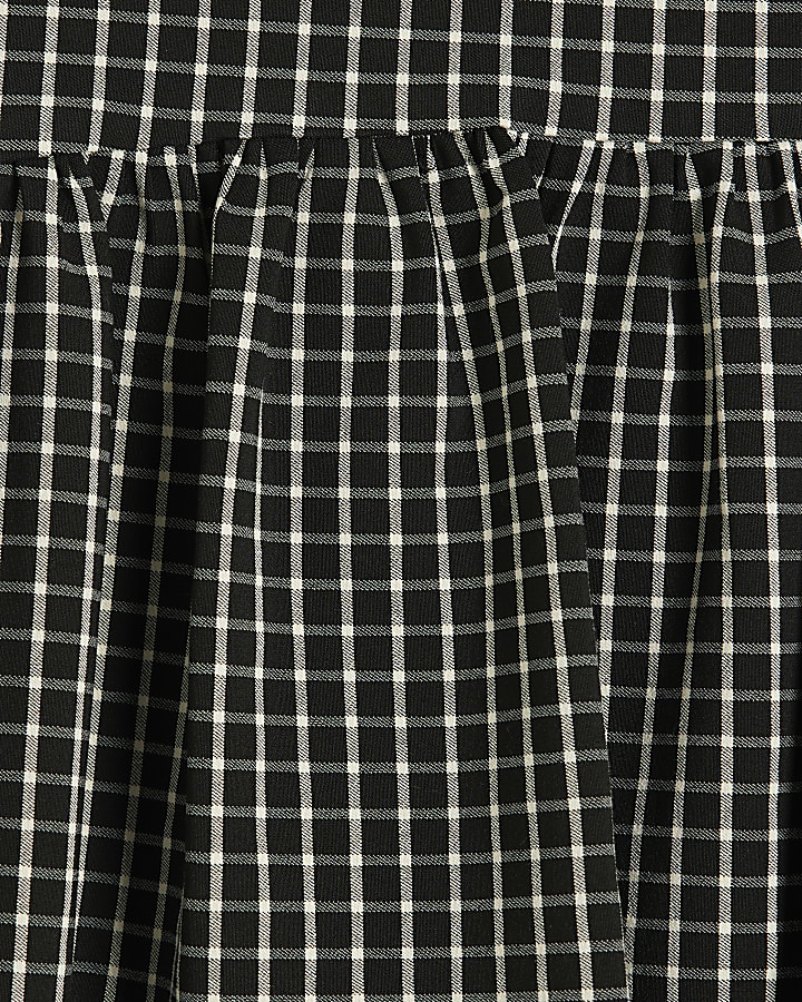 Black Check Bubble Hem Mini Skirt