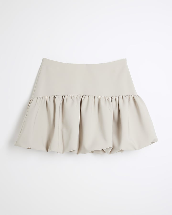 Cream Bubble Hem Mini Skirt