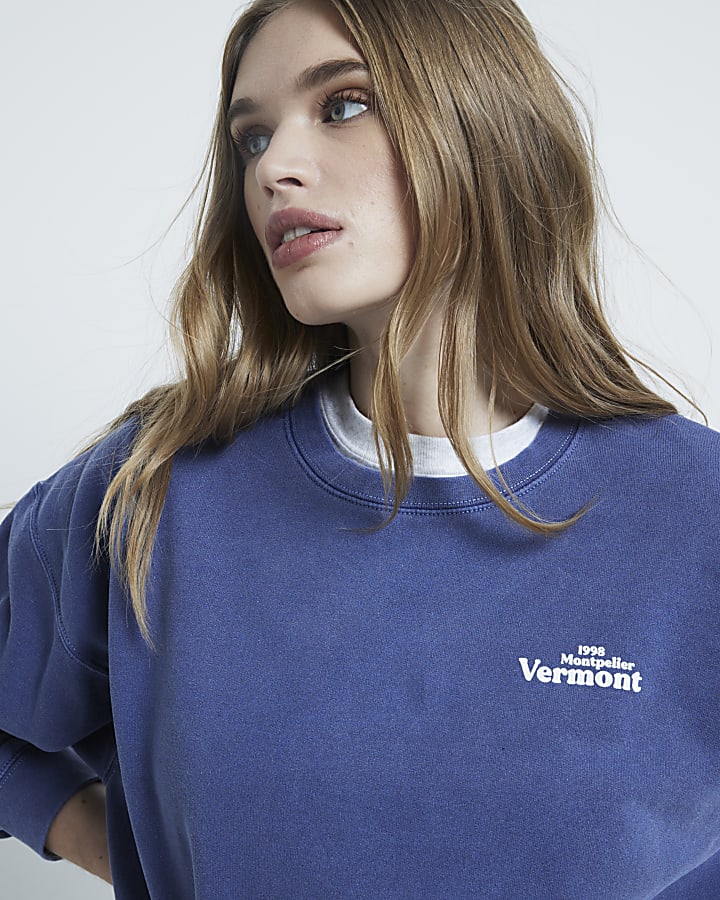 Blue Long Sleeve Vermont Sweatshirt