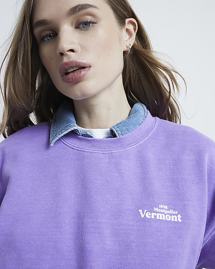 Purple Long Sleeve Vermont Sweatshirt