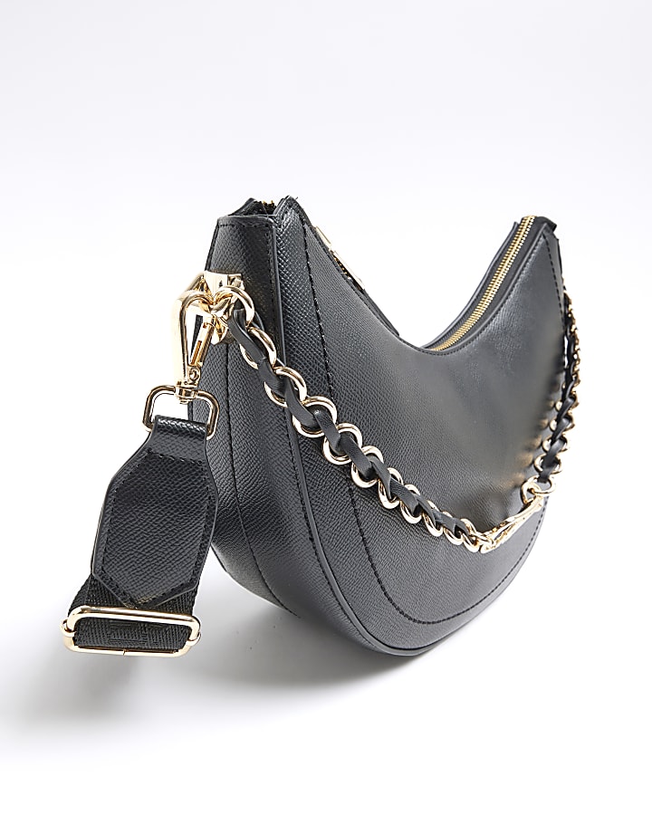 Black Chain Scoop Cross Body Bag