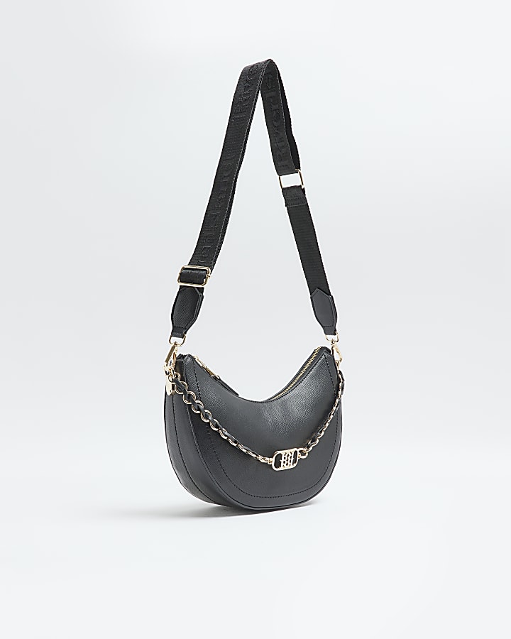 Black Chain Scoop Cross Body Bag