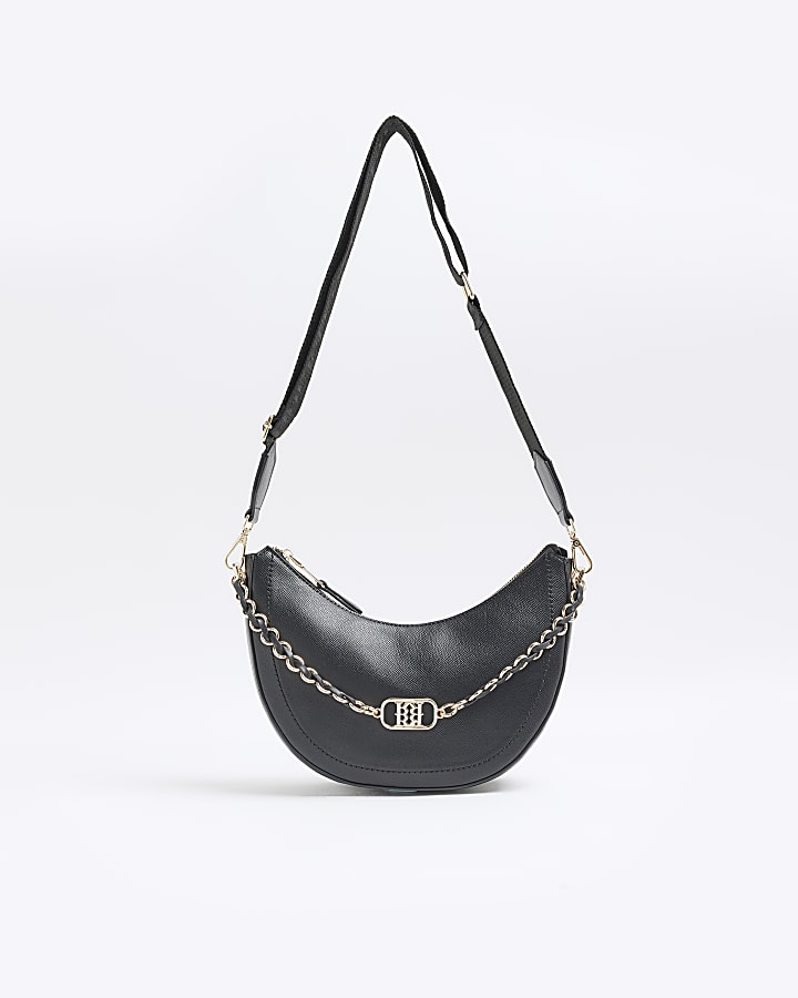 Black Chain Scoop Cross Body Bag