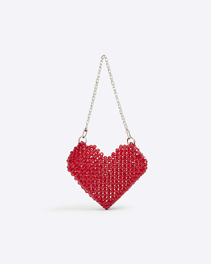 Red Heart Beaded Bag